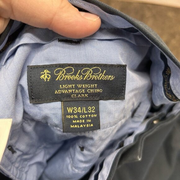 Brooks Brothers Mens 34x32 Lightweight Advantage Chino Clark Fit Stretch Navy - Picture 5 of 5